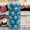 Set of 24 light blue 3cm Christmas ball ornaments in shiny matte and glitter finishes - Light Blue Mixed Style / 3cm