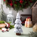Mini albero di Natale artificiale innevato con base in legno massiccio da tavolo - Cedro Innevato 20cm (Senza Luce)