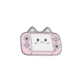 Cute pink cat console enamel pin with heart buttons and paw prints for hats - Cat Ear Handheld Console