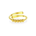 Verstellbarer goldener Anti-Angst-Ring mit fünf rotierenden Perlen zum Stressabbau - Einstellbar Offen / Gold