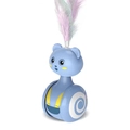 Giocattolo a dondolo per gatti a forma di orso blu con piume colorate e base in ABS - Stile Piuma Blu