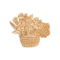 Elegant gold flower basket brooch featuring intricate floral relief and a shiny finish - Gold Flower Basket (HC0723)