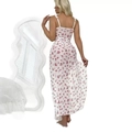 Transparentes weißes Maxi-Trägerkleid mit Blumenmuster und schmalen Trägern - S / Weiß