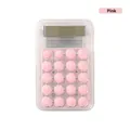 Mini candy-colored pink calculator with clear acrylic casing for office and students - Pink