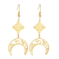 Orecchini pendenti boho in acciaio inossidabile dorato con luna e stella traforate - Oro