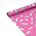 Holographic rose pink wrapping paper roll with silver glitter brushstroke pattern - Mirror Oil Paint / 10m