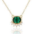Elegante collana in argento 925 dorato con zircone verde ovale e cristalli bianchi - Argento 925 / Oro Zirconia Verde