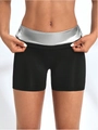 High-waisted black sauna shorts for women with silver heat-trapping polymer lining - S / Black