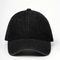 Klassieke effen zwarte baseballpet van gewassen denim met verstelbare riem en ventilatie - Eén maat / Zwart