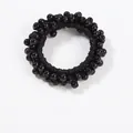 Minimalist elastic hair tie with polished black beads in a classic beaded style - 3115 Black