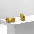 Vintage gold plated dragon head beads for Chinese zodiac jewelry making and bracelets - Bright Gold