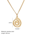 Detail of stainless steel spiral pendant with dimensions 23x18.5mm and 40cm chain - Gold Vortex Pendant-Cuban Chain