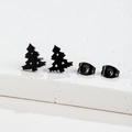 Macro shot of black stainless steel Christmas tree studs with hollow star details - Christmas Tree Style (161) / Black