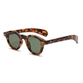 Retro runde Schildpatt-Sonnenbrille mit dunkelgrünen Gläsern und Metallscharnier - Schildpatt Rahmen Grüne Linsen