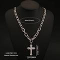 Silver stainless steel Cuban link necklace with a sparkling diamond-set cross pendant - Rhinestone Cross Cuban Link Style (1#)