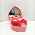Pink heart-shaped double-layer jewelry box with mirror and internal tray organizers - Candy Pink