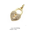 Golden heart lock charm with clear zircons and keyhole detail for jewelry making - Style 18# Heart Lock Pave