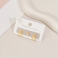 Golden stainless steel set with geometric triangle earrings and round CZ studs - Triangle Style / Gold