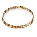 Bracelet extensible en perles Tila léopard avec accents dorés et style bohème vintage - Blanc Marron Caramel Or