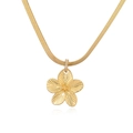 Golden flower pendant necklace with white zircon accents on a flat snake chain - Gold Flower Necklace