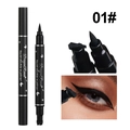 Dual-ended black liquid eyeliner pen with star stamp and fine tip, model 01# - 1# Lazy Stamp
