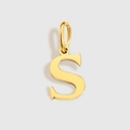 Pendente lettera S in acciaio inossidabile placcato oro 18k con anello di salto - Lettera S (ZP30271) / Argento