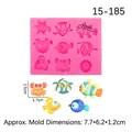 Stampo in silicone rosa a tema marino con tartarughe e granchi per decorazioni torte - Stile 2 Pesce oceanico granchio / Rosa