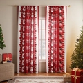Christmas snowman printed curtains in red and white for festive home window decoration - Red Christmas Snowman / 140*100cm