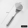 Stainless steel potato masher with ergonomic hanging loop and 25.3cm length design - Round Hole Masher