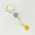 Star shaped ceramic dessert spoon with purple flower accent and wavy handle - Star - Purple Flower