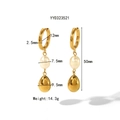 Detailed view of baroque pearl tassel earrings with dimensions and 50mm length specifications - Gold Circle Pearl Waterdrop Pendant Earrings (YYE023521)