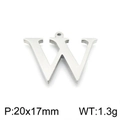 Polished silver stainless steel letter W pendant with measurements 20x17mm and 1.3g - Letter W (KLJ1430-Z) / Steel