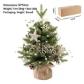 50cm mini Christmas tree with burlap base, LED lights and ornaments in 44cm gift box - 50cm Rotating Music Box Version / Green