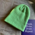 Classic bright green knit beanie hat made of warm thick yarn for winter street style - Elastic / Grass Green
