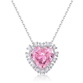 Rosafarbener Herz-Anhänger aus Carbon-Diamant auf 925er Silberhalskette mit Steinen - Rosa High Carbon Diamant Anhänger - Ohne Kette / Rosa