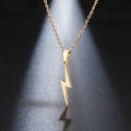 Collier avec pendentif éclair en or poli pour couples en acier inoxydable de haute qualité - Doré