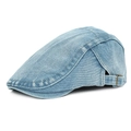 Lichtblauwe denim ivy pet met een vintage metalen gesp en gewassen denim finish - Verstelbaar / Lichtblauw Denim