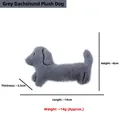 Grey plush dachshund catnip toy measuring 14cm by 8cm with lightweight polyester filling - Grey Dachshund
