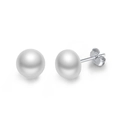 Minimalist S925 sterling silver sphere stud earrings with a polished metallic finish - Silver Minimalist Spherical Style (SE86-P)