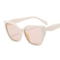 Chic ivory cat eye sunglasses with translucent peach lenses and thick geometric frames - Off White Frame Champagne Lens