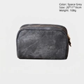 Space gray large capacity canvas toiletry bag for travel, size 20x11x16cm, 108g - Gray Semicircle