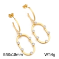 Pendientes de aro ovalados dorados con circonitas claras de 50x18mm y peso de 4g - Dorado (KE99102-KLX)
