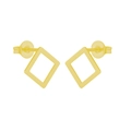 Minimalist geometric hollow square stud earrings in polished golden metal finish - Square / Gold