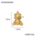 Detailed view of a 1.5cm gold teddy bear pendant with dimensions and TEDDY engraving - Gold Teddy Bear Pendant(AP34026D0W0)