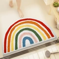 Semicircle rainbow bath mat with soft tufted fibers for bathroom door non-slip use - Own the Rainbow