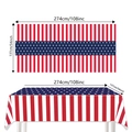 Detail showing dimensions 137x274cm for American flag star and stripes party tablecloth - Tablecloth Style 02 137*274cm