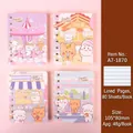 Set of four cute A7 spiral notebooks featuring cartoon rabbits and bears in travel scenes - Magic Bear (1870)