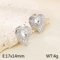 Orecchini a cuore in argento con trama martellata e cristallo, misura 17x14 mm - Colore Acciaio (KE116420-KFC)