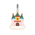 Cartoon castle charm pendant with colorful enamel drips for DIY beaded bracelets - Cartoon Castle Style (R1-74)