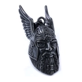 Pendaglio campana vichinga per motociclisti con simbolo Valknut e elmo alato - Nero (Con Portachiavi)